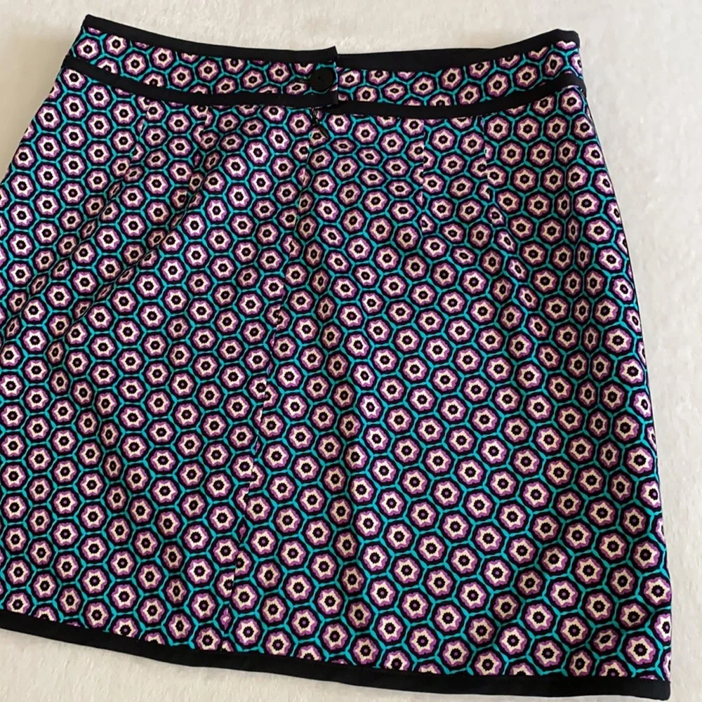Nanette Lepore | Bohemian Geometric Print Stretch Cotton A-Line Mini Skirt 8 - Picture 15 of 16